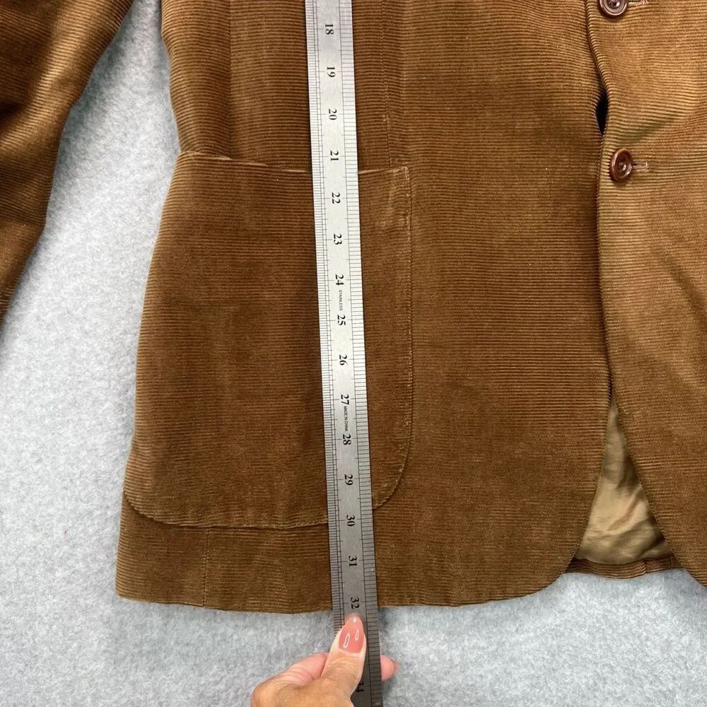 Henry Jacobson Corduroy Sport Coat  44R Brown Hand Tailored Jacket Elbow Patches